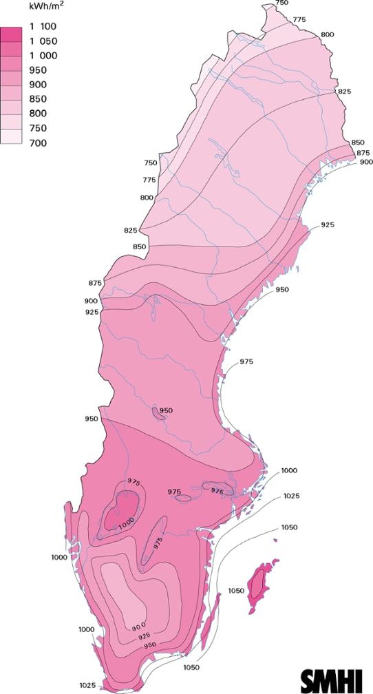 Solkarta från SMHI - Sverige